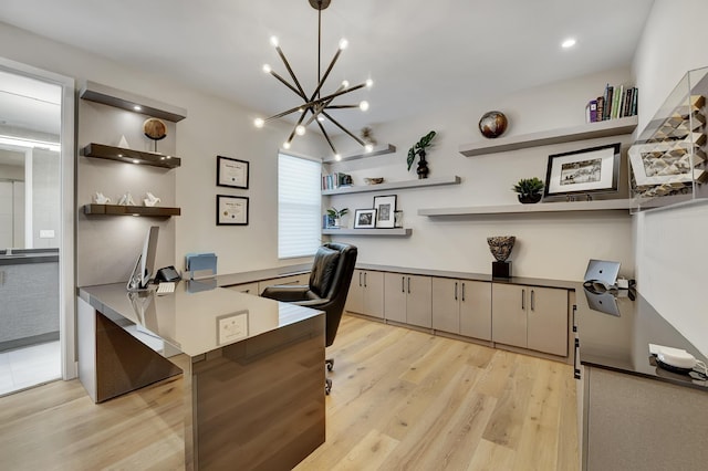 17045 Five Waters Ave, Boca Raton, FL 33496 - office with a chandelier and light wood-type flooring