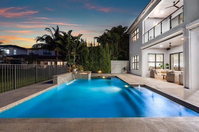 17045 Five Waters Ave, Boca Raton, FL 33496 - view of pool featuring a fenced backyard, an outdoor living space, and a fenced in pool