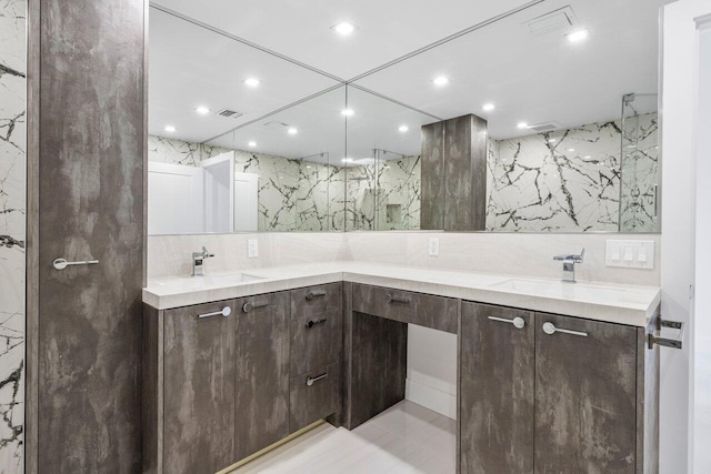 306 Plymouth Rd, West Palm Beach, FL 33405 - full bathroom with a sink, recessed lighting, and double vanity