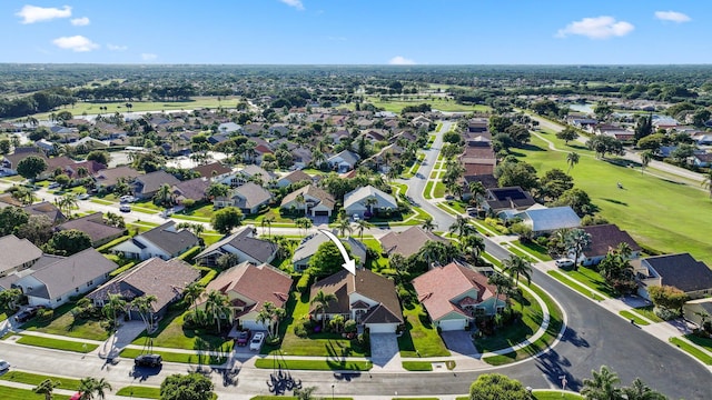 drone / aerial view with a residential view