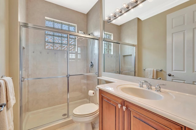 6722 Watertown Dr, Boynton Beach, FL 33437 - full bath featuring a shower stall, a healthy amount of sunlight, vanity, and toilet