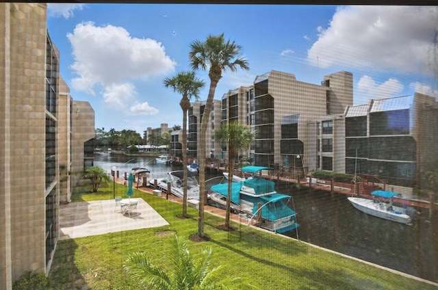 exterior space featuring a boat dock