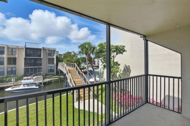 balcony with a water view