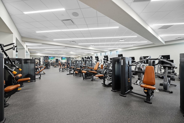 9650 Eden Mnr, Parkland, FL 33076 - workout area featuring a paneled ceiling