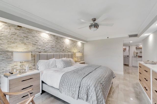 5279 Fountains Dr S Unit 304, Lake Worth, FL 33467 - bedroom featuring ornamental molding and a ceiling fan