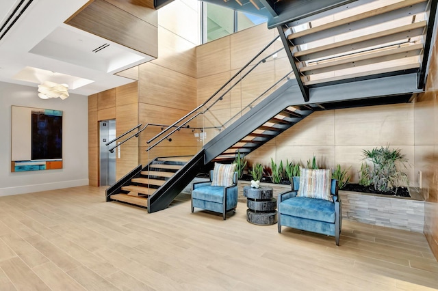 common area with stairs