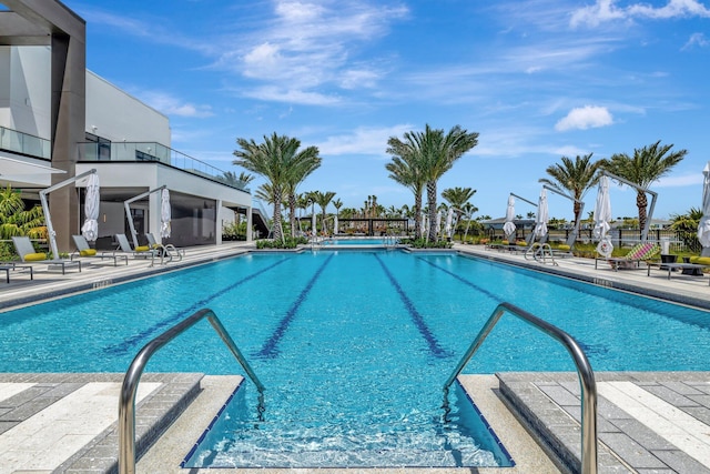 pool with a patio area