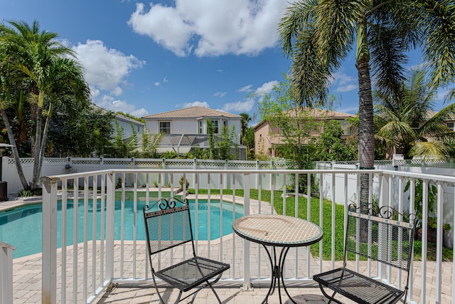 view of swimming pool with a fenced backyard