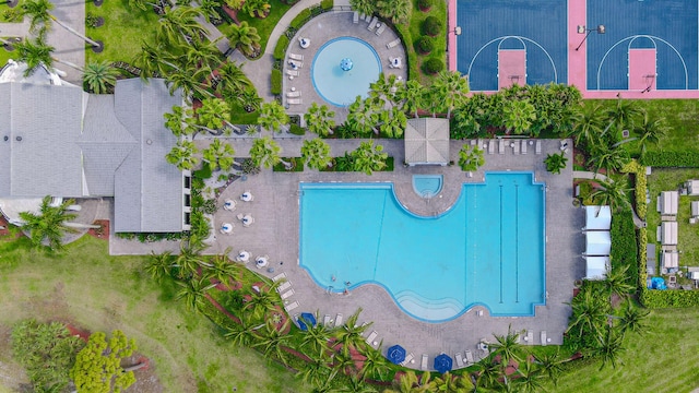 bird's eye view of a pool area