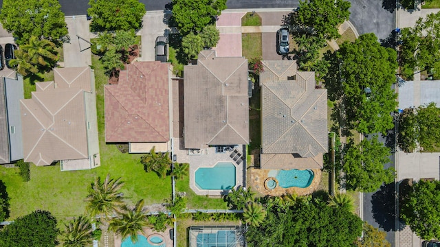 aerial view of a pool