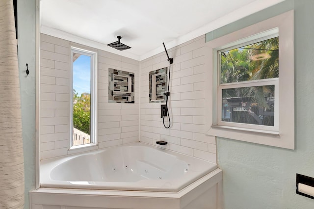 850 Green St, West Palm Beach, FL 33405 - bathroom with crown molding and a combined bath / shower with rainfall shower