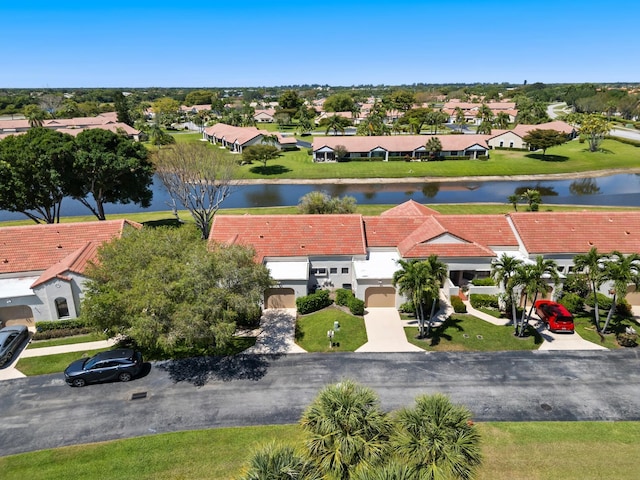 5942 Parkwalk Cir W, Boynton Beach, FL 33472 - birds eye view of property featuring a water view and a residential view