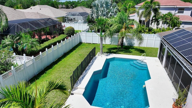 view of swimming pool featuring a residential view