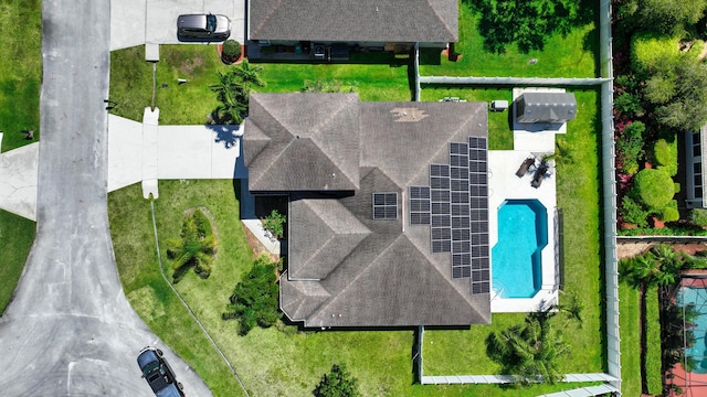 aerial view of a pool area