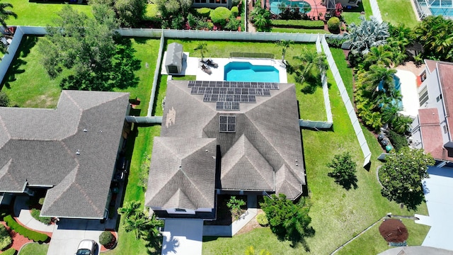 aerial view of a pool area