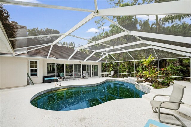 outdoor pool featuring a patio area