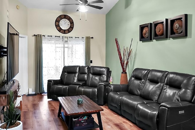 3696 Timberline Dr, West Palm Beach, FL 33406 - living area with ceiling fan and wood finished floors