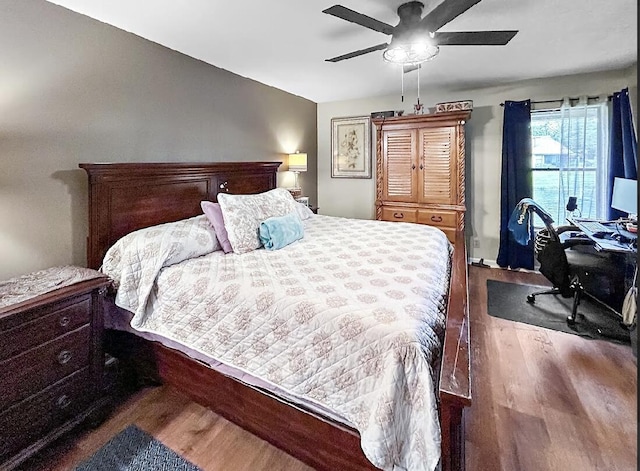 3696 Timberline Dr, West Palm Beach, FL 33406 - bedroom featuring ceiling fan and wood finished floors