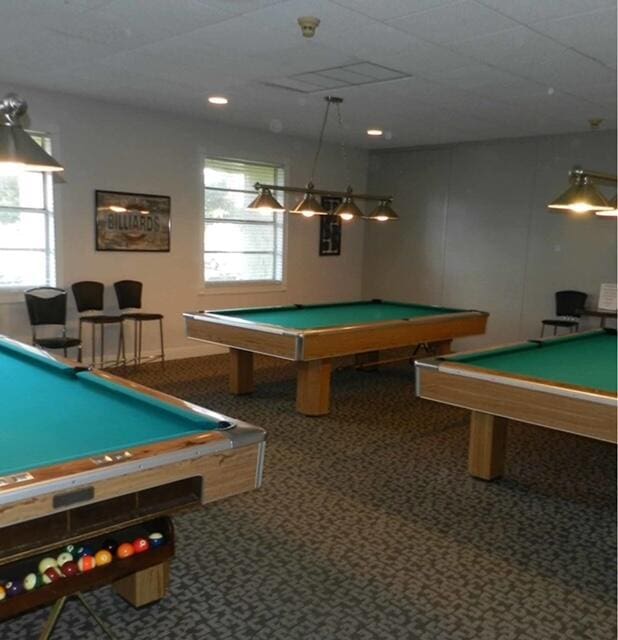 rec room featuring plenty of natural light and billiards