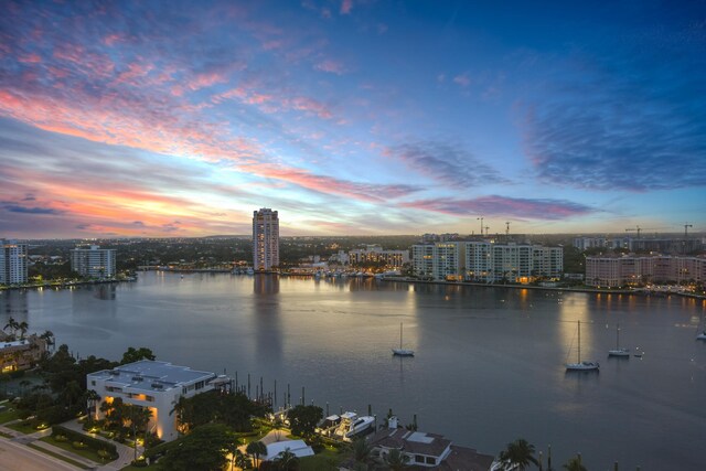 property view of water with a view of city