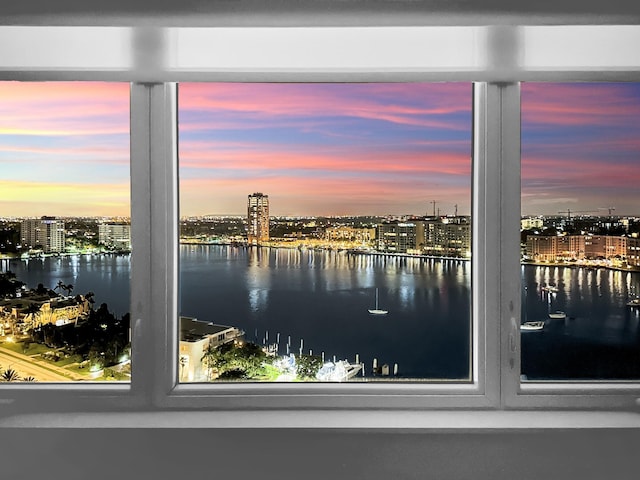 property view of water featuring a city view