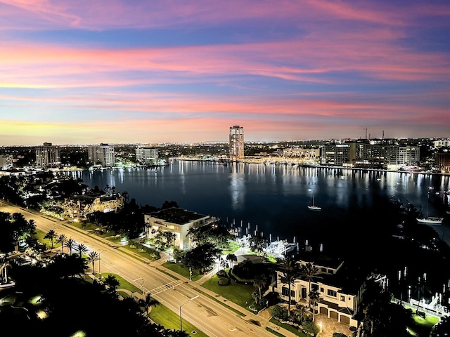 property view of water with a city view