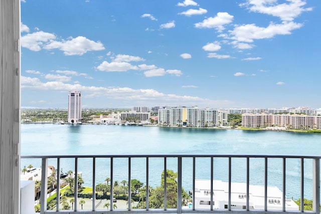 property view of water featuring a city view