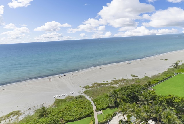 property view of water with a beach view