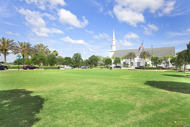 view of home's community with a yard