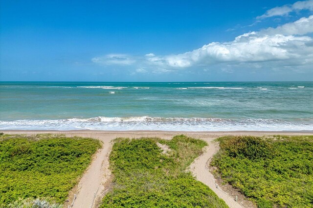 property view of water featuring a view of the beach