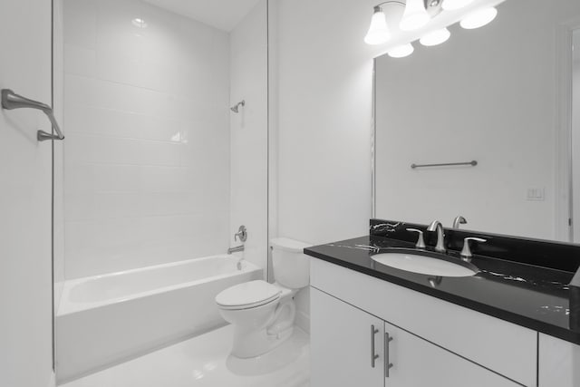 bathroom with toilet, bathtub / shower combination, and vanity