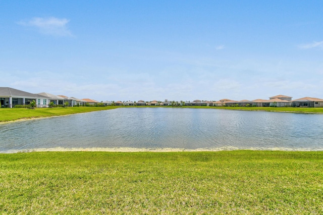 view of water feature with a residential view