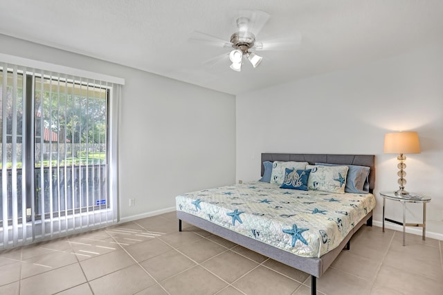 20 Lexington Ln W Unit B, Palm Beach Gardens, FL 33418 - bedroom with tile patterned flooring, baseboards, and ceiling fan