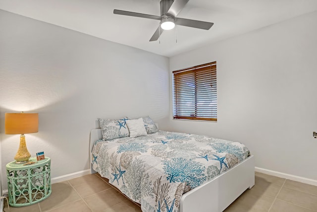 20 Lexington Ln W Unit B, Palm Beach Gardens, FL 33418 - bedroom with tile patterned flooring, baseboards, and ceiling fan