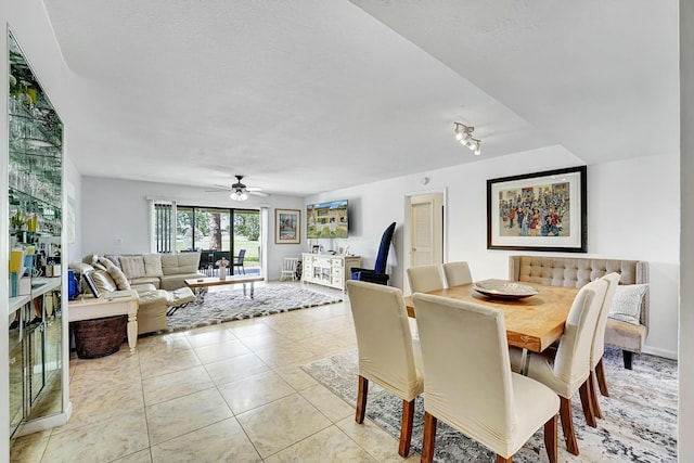 5337 Fountains Dr S, Lake Worth, FL 33467 - dining area with ceiling fan and light tile patterned floors