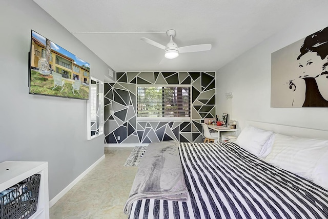 5337 Fountains Dr S, Lake Worth, FL 33467 - bedroom with baseboards and ceiling fan