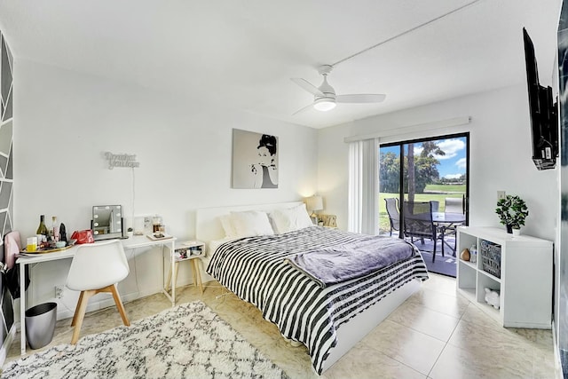 5337 Fountains Dr S, Lake Worth, FL 33467 - bedroom with ceiling fan and access to outside