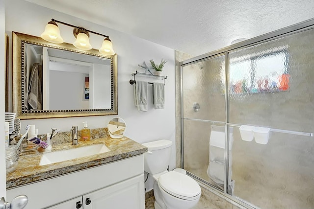 5337 Fountains Dr S, Lake Worth, FL 33467 - full bath featuring a shower stall, a textured ceiling, toilet, and vanity