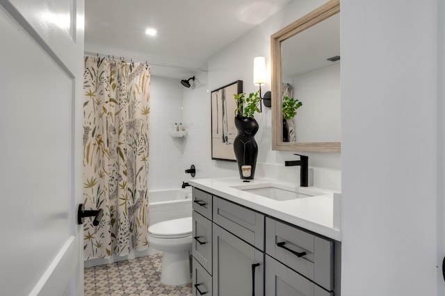 1180 S Ocean Blvd Unit 11D, Boca Raton, FL 33432 - full bath featuring toilet, vanity, tile patterned floors, and shower / bath combination with curtain