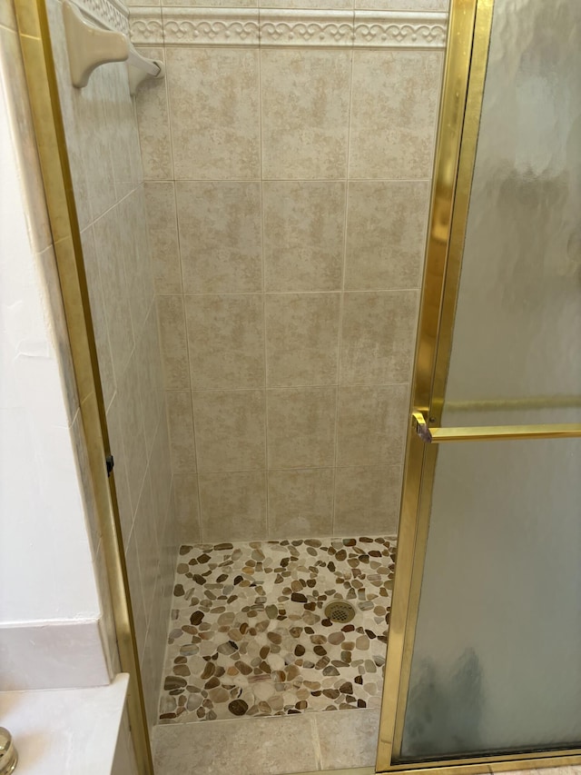 bathroom featuring a shower stall
