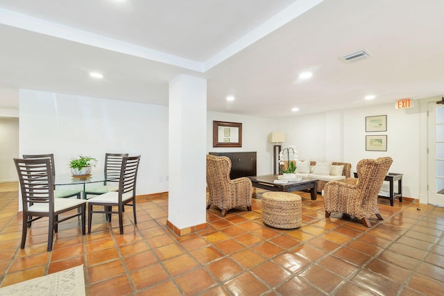 170 N Ocean Blvd Unit 305, Palm Beach, FL 33480 - living room with tile patterned floors, recessed lighting, and visible vents