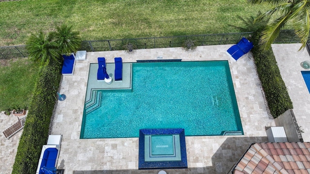 aerial view of a pool