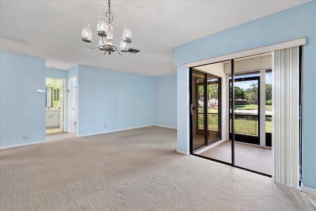 6117 Woodlake Blvd, Greenacres, FL 33463 - empty room featuring a chandelier, carpet flooring, and baseboards