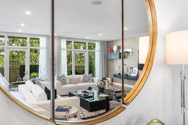 3200 S Ocean Blvd Unit 101, Highland Beach, FL 33487 - living room with french doors and recessed lighting