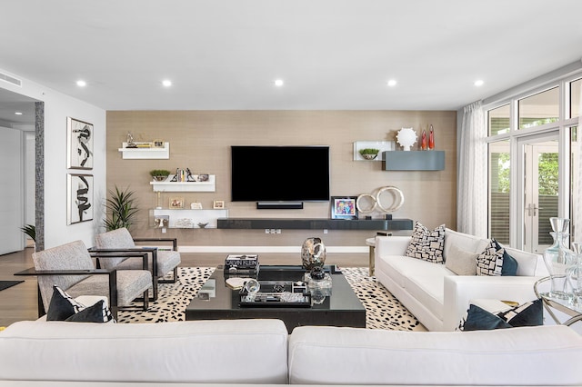 3200 S Ocean Blvd Unit 101, Highland Beach, FL 33487 - living area with recessed lighting and wood finished floors