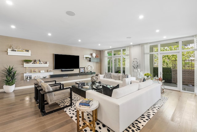 3200 S Ocean Blvd Unit 101, Highland Beach, FL 33487 - living room with recessed lighting and wood finished floors