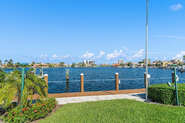 view of dock featuring a water view