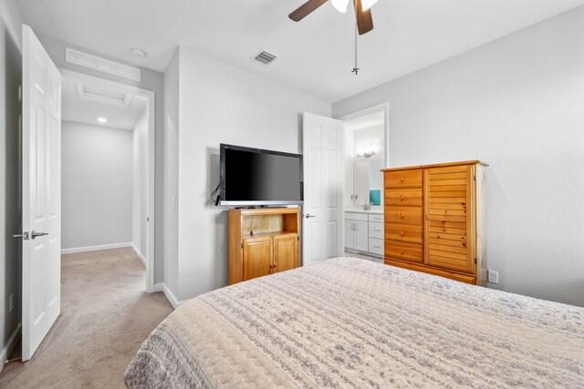 1104 Wandering Willow Way, Loxahatchee, FL 33470 - bedroom featuring ceiling fan, carpet floors, attic access, baseboards, and visible vents