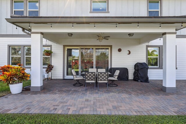 1104 Wandering Willow Way, Loxahatchee, FL 33470 - view of patio with a ceiling fan and outdoor dining space