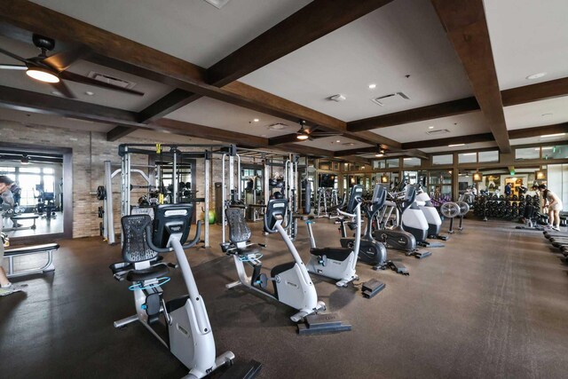 1104 Wandering Willow Way, Loxahatchee, FL 33470 - workout area featuring visible vents and a ceiling fan